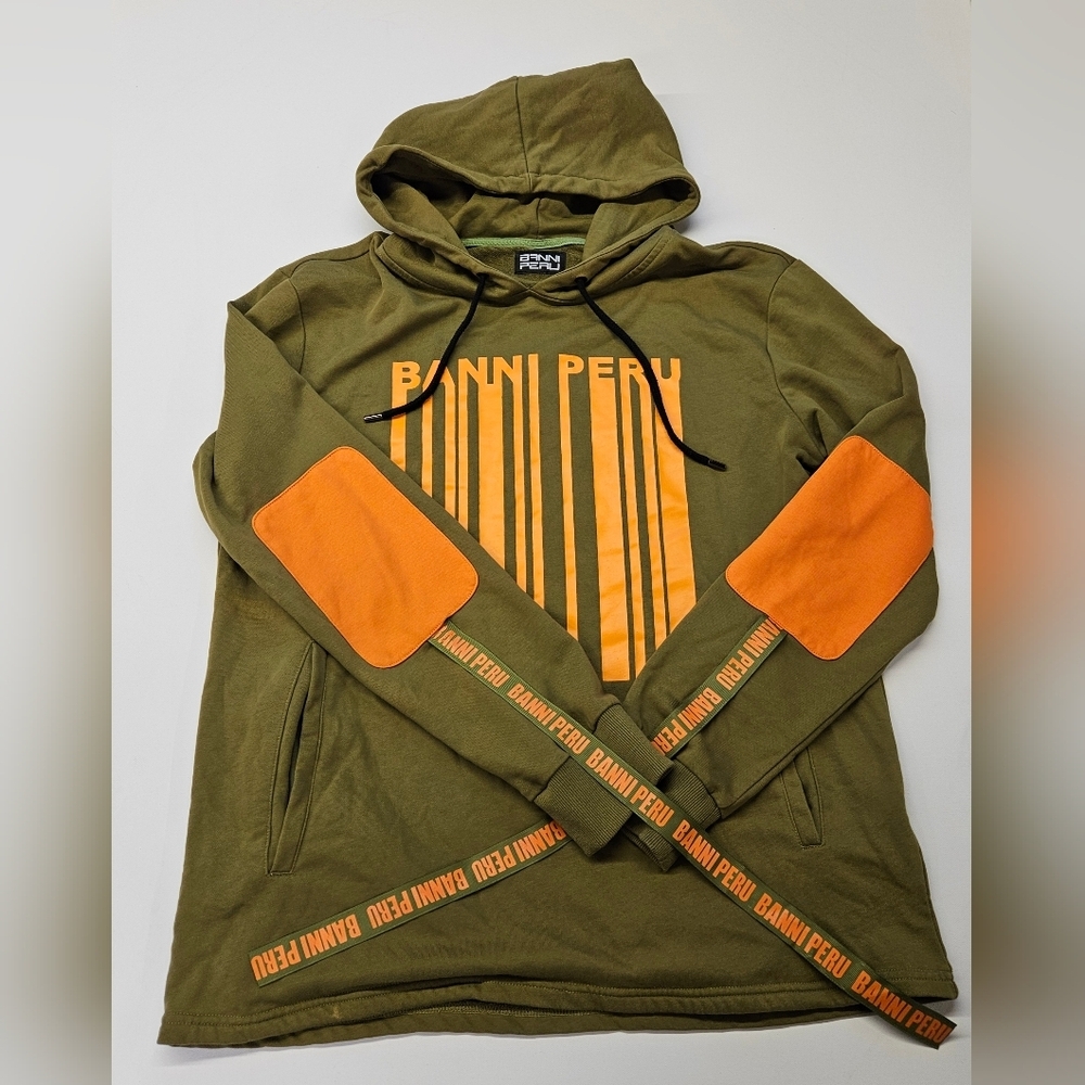 Banni Peru Green Hoodie With Orange Logo X-LARGE